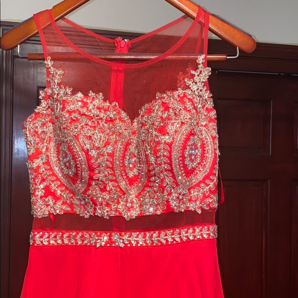 Long red dress
